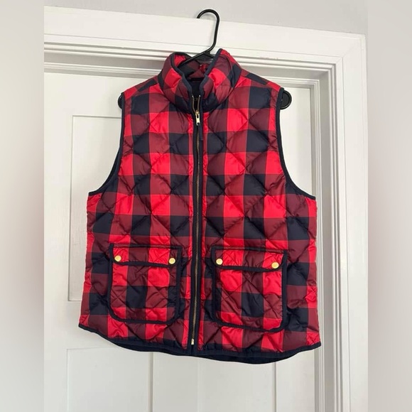 J. Crew Factory Jackets & Blazers - Red and navy Checkered Puffer Vest